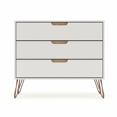 DESIGNED TO FURNISH Rockefeller Mid-Century-Modern Dresser w/3 Drawers in Off White & Nature, 28.86 x 35.24 x 17.52 in. DE2616288